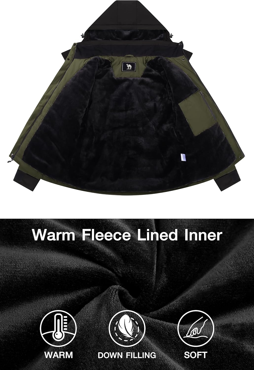 Women's Waterproof Snow Ski Jakcet Fleece Warm Winter Coat Hooded Windproof Insulated Snowboarding Jacket - Image 3