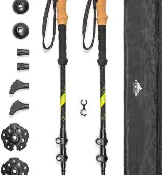 Cascade Mountain Tech Trekking Poles - Carbon Fiber Walking or Hiking Sticks with Quick Adjustable Locks